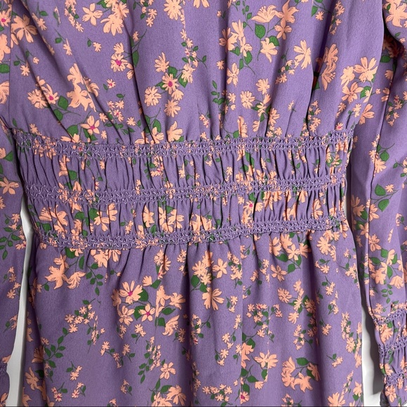 NWT WAYF Lavender Floral Boho Long Sleeve Mini Dress Size XS - Picture 11 of 12